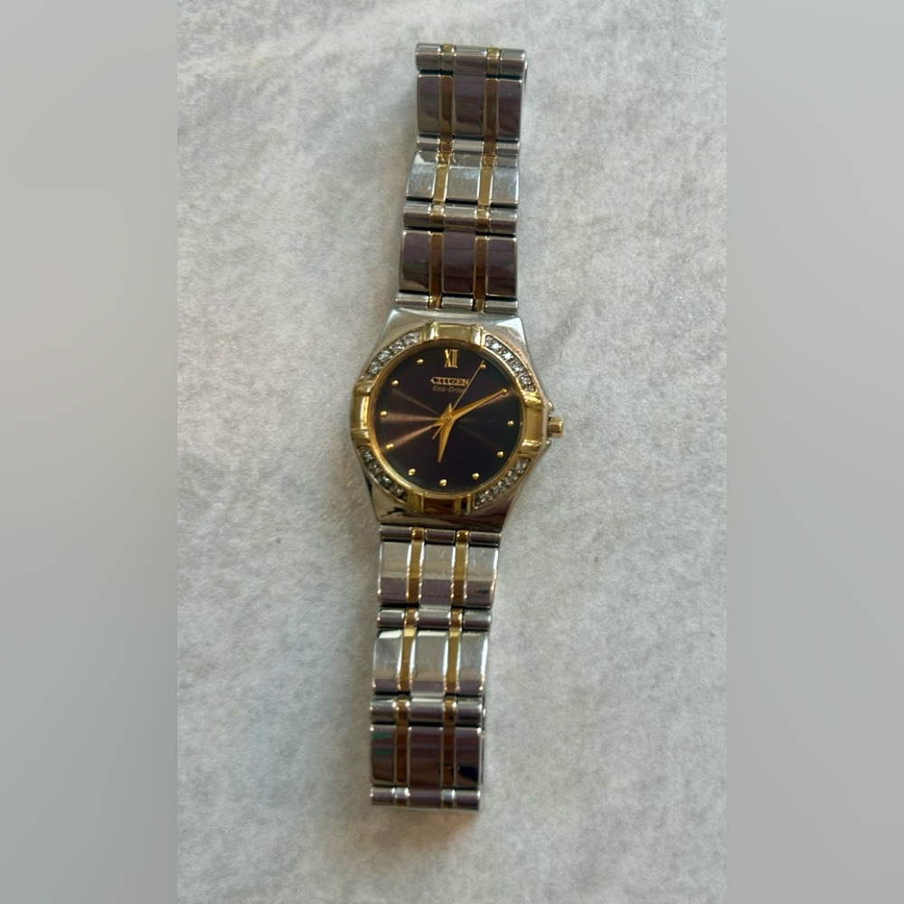 Citizen Two-Tone Gold & Silver Dress Watch with Black Dial